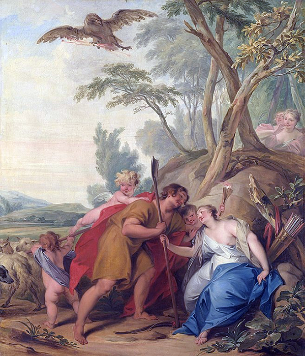 Якоб де Вит. Зевс появляется перед Мнемозиной в образе пастуха, 1727. Рейксмузей, Амстердам