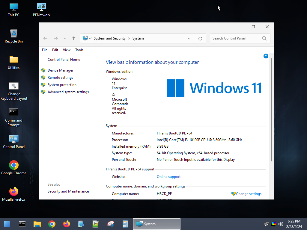 Основа Windows 11 Live CD