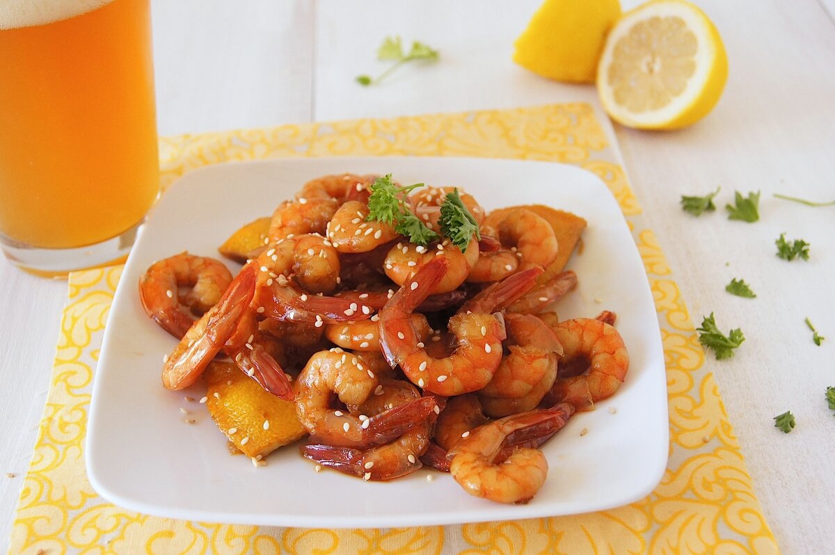 Креветки в остром соусе 