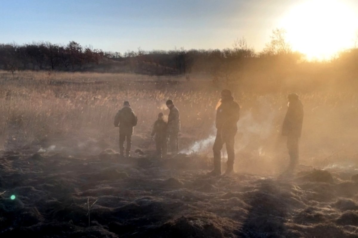   В Хасанском округе Приморья горит сухая растительность