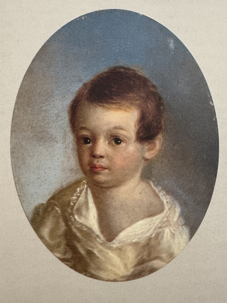 Ксавье де Местр ? (1763-1852).Пушкин-ребенок.1800-1802.Металлическая пластинка, масло.10х7.75.