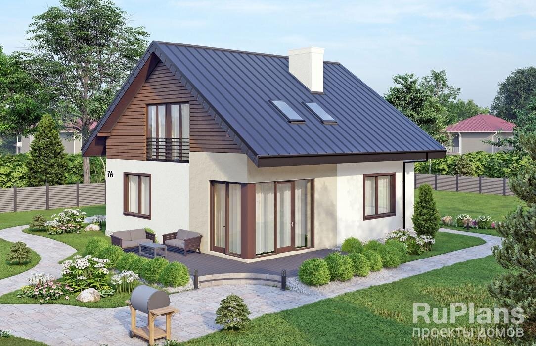 Характеристики проекта Общая площадь  143,9 кв.м
Жилая площадь  83,9 кв.м
Размеры дома  10 x 10 м
Высота здания  8,6 м
Количество комнат  5
Количество спален  3
Отделка  сайдинг под штукатурку и деревянные панели
Материал стен  пеноблок / газобетон
Фундамент  монолитная плита
Перекрытия  монолитные