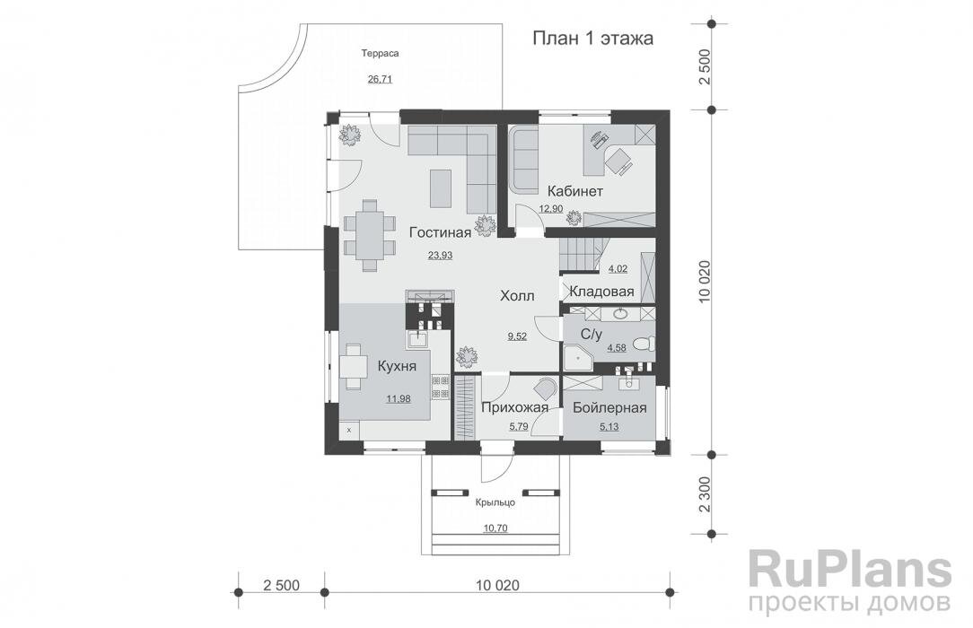 Проекты домов до 90 м2 с террасой