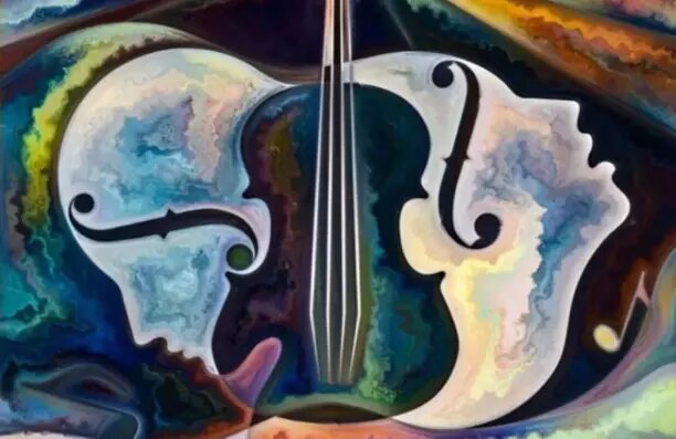 Скрипка, дорога, женщина, мужчина