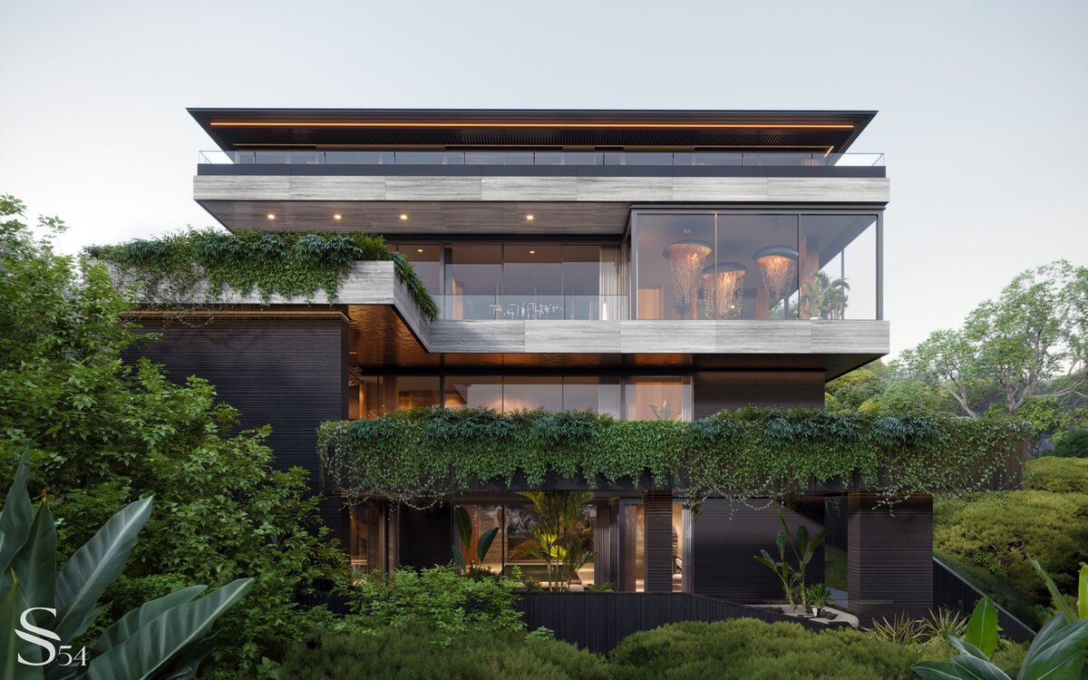 Четырехэтажный дом в тропическом климате