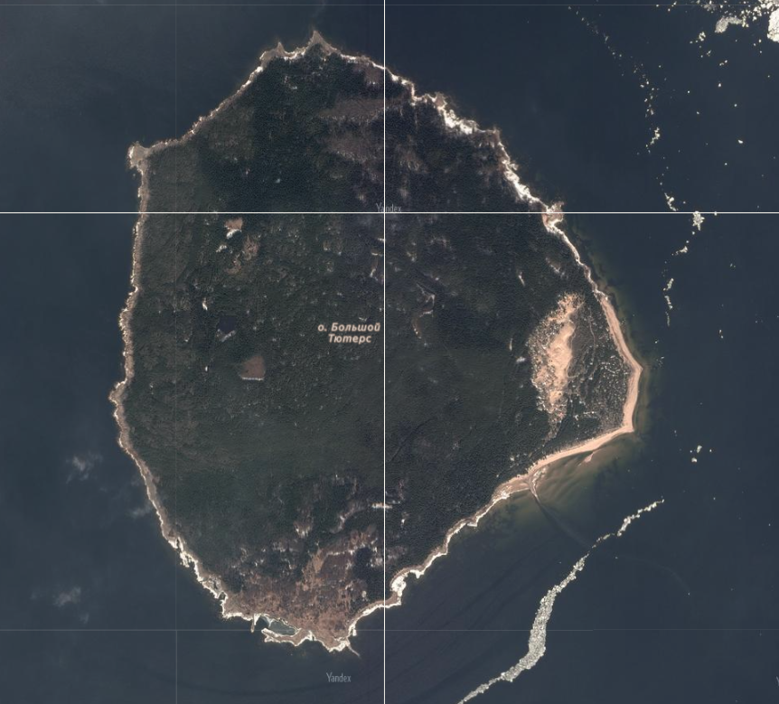 Остров Большой Тютерс, скриншот Яндекс. Карт