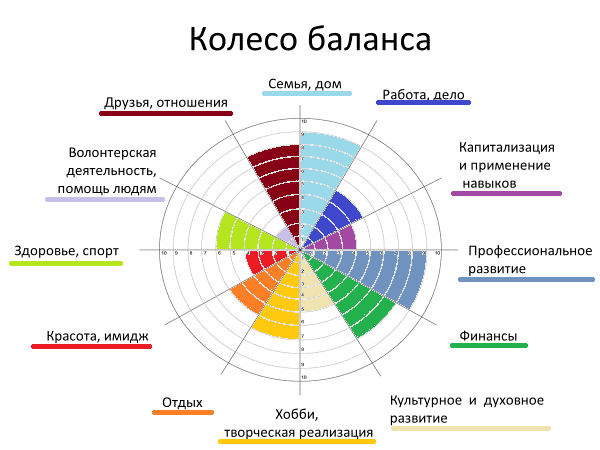 Пример заполненного колеса баланса