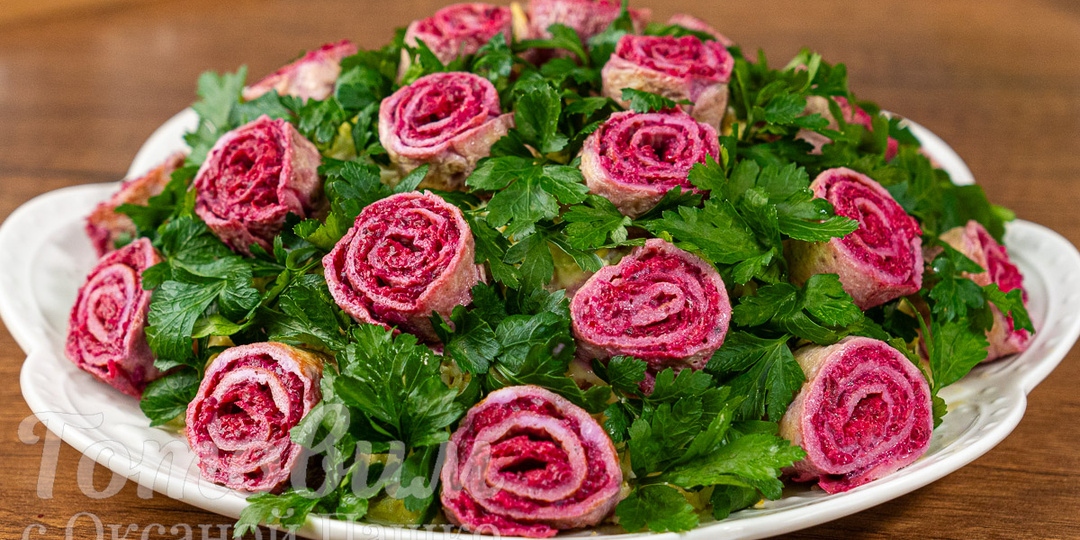 Шикарный Салат “Поляна с Розами”! Несложный салат с красивой подачей