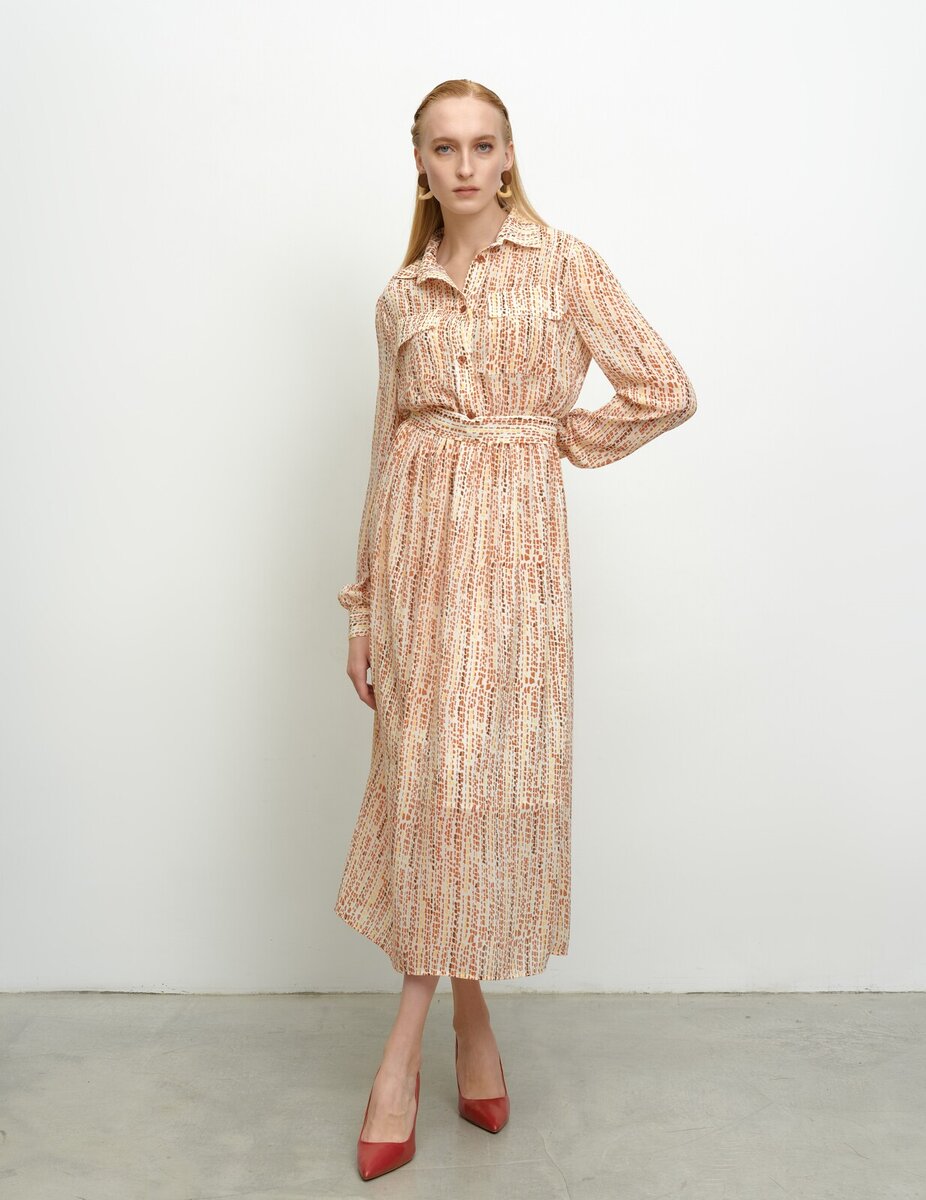 Терракотовое шифоновое платье VIRELE