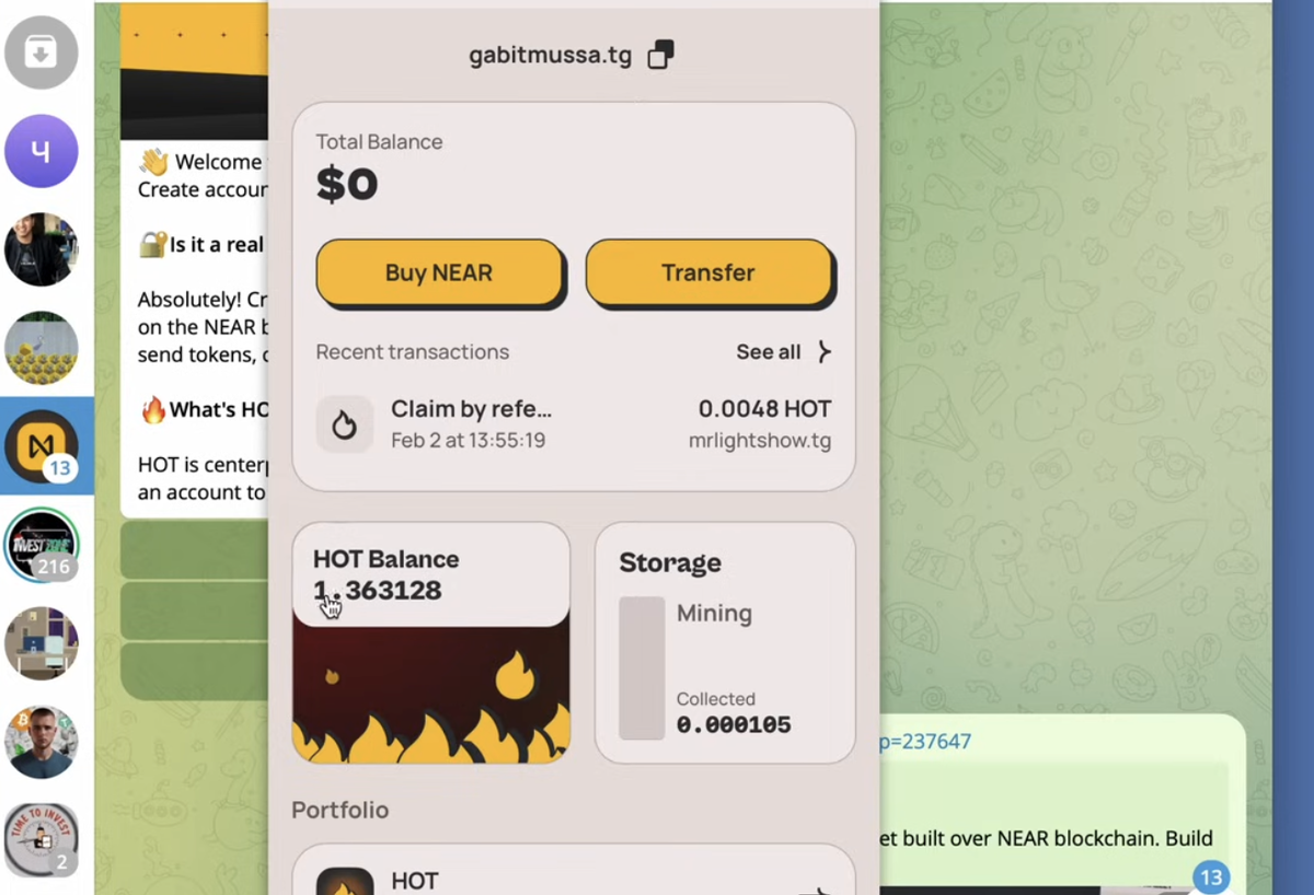 Майним токен HOT без вложений. В телеграм (NEAR wallet - mine hot). Обещают  хорошие иксы! | IvanDementievskiy . | Дзен