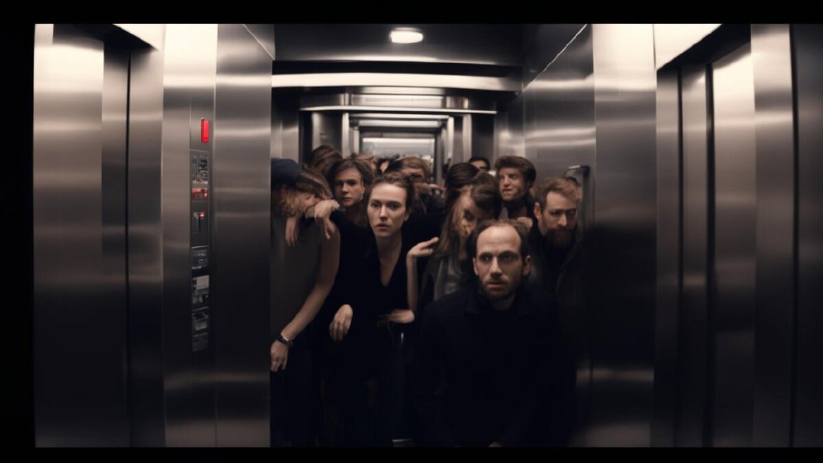 Как в один лифт влезло 13 или 14 человек. Падение лифта в Петербурге.