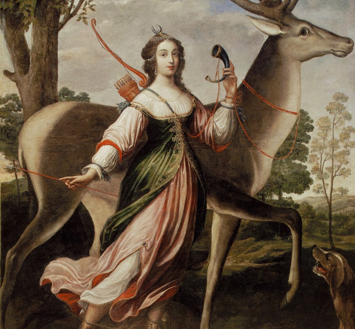 Клод Дерюэ «Портрет герцогини де Шеврёз в образе Дианы-Охотницы» (фрагмент) / Дворец Версаль, Франция