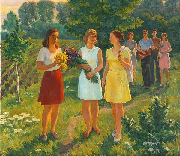 Художник О.П. Слета «Отдых молодёжи» 1977 год. Фото: https://sovcom.ru/ 