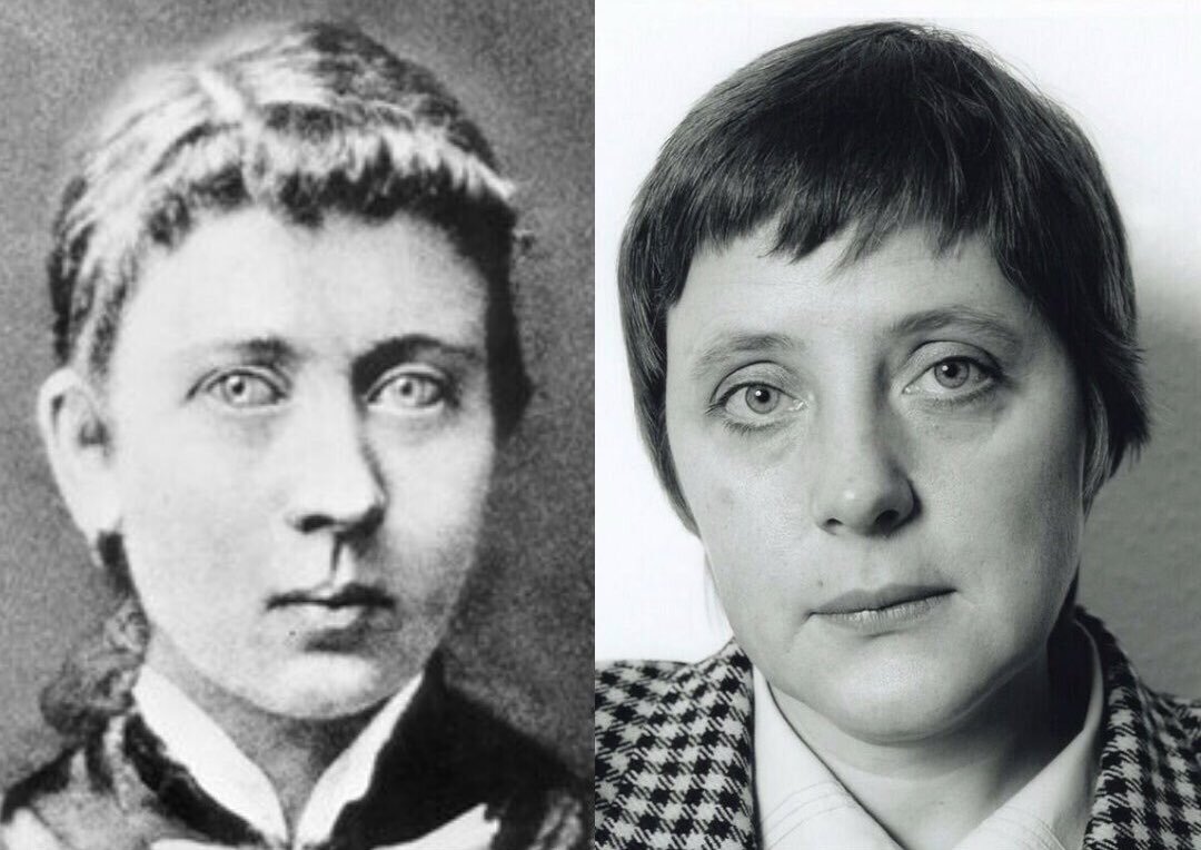 Клара Гитлер (мать Адольфа Гитлера) и Ангела Меркель в молодости