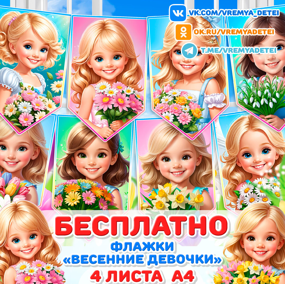 Флажки «Весенние девочки»