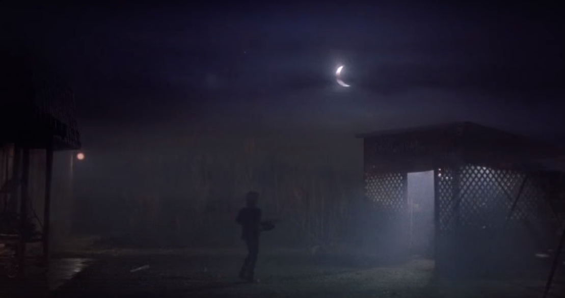 Элиот вот-вот встретит И-Ти. Как я могу пропустить такую "заклёпку"? Серпик Луны в Северном полушарии (а где Калифорния?) так может выглядеть только на рассвете, а по сюжету - это вечер! (с) Кадр из фильма