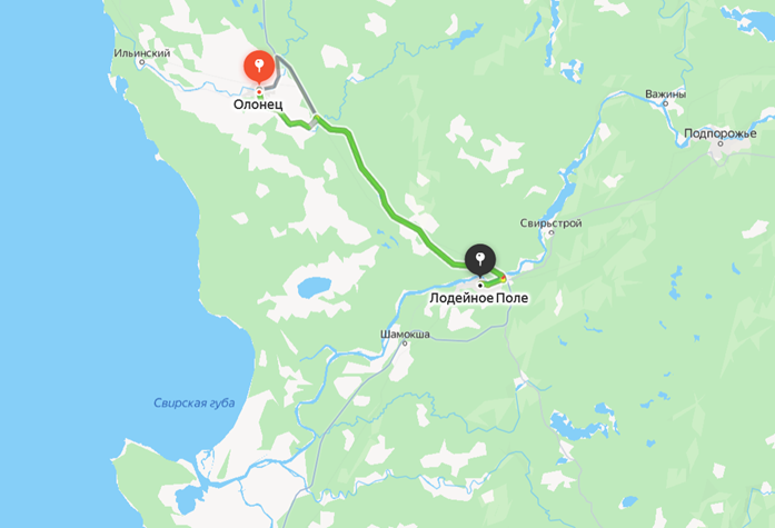 Олонец - Лодейное  Поле. Яндекс.Карты