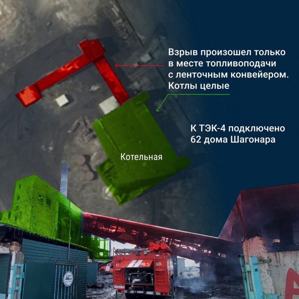    Место, где произошёл взрыв на территории ТЭЦ. Фото: ГУ МЧС по Республике Тыва