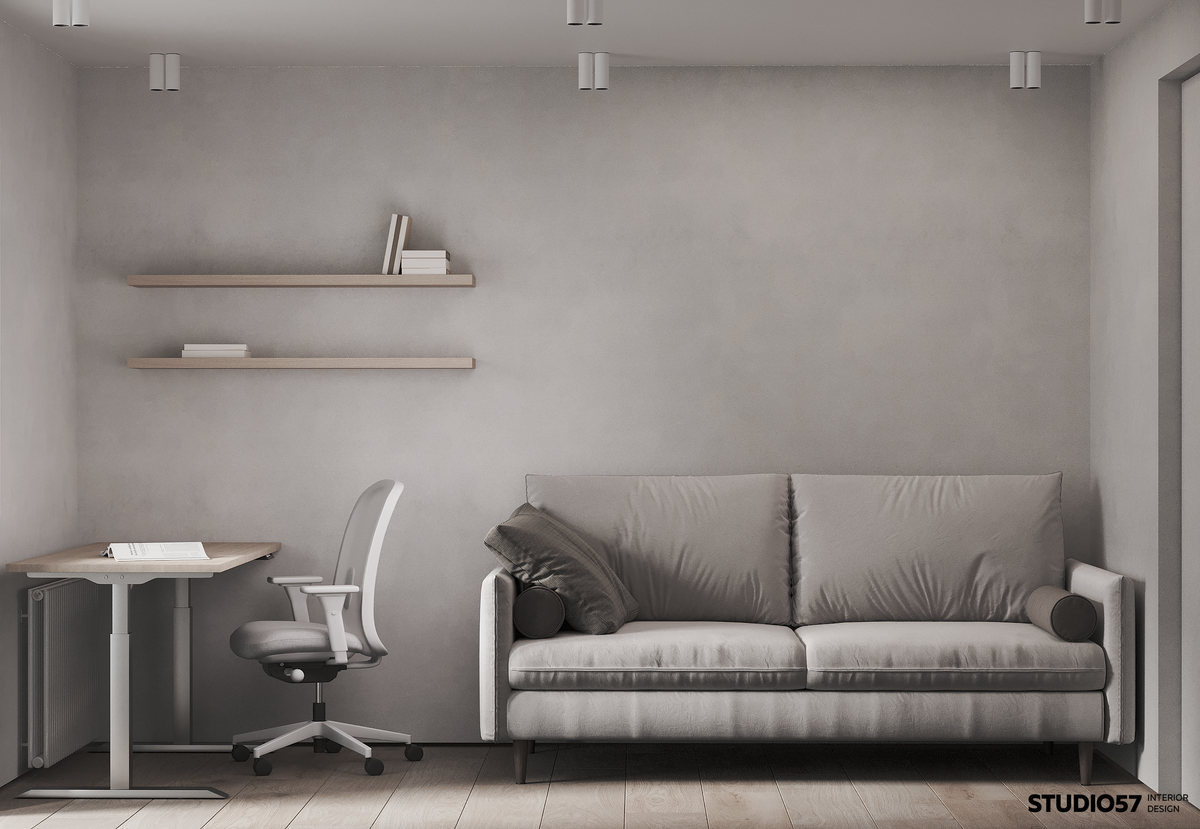 Интерьер кабинета с выходом на балкон