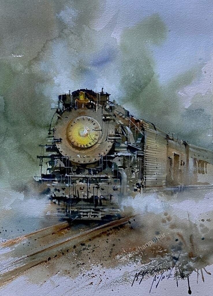 1. Акварельная работа  Пракашана Путура из Индии / Watercolor by Prakashan Puthur from India