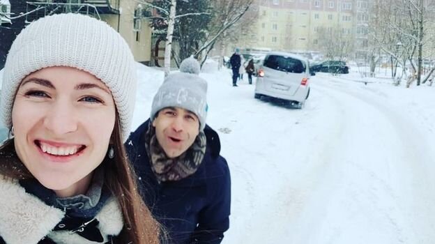 Март. Нягань. Дарья Домрачева и Оле Эйнар Бьорндален. Фото соцсети