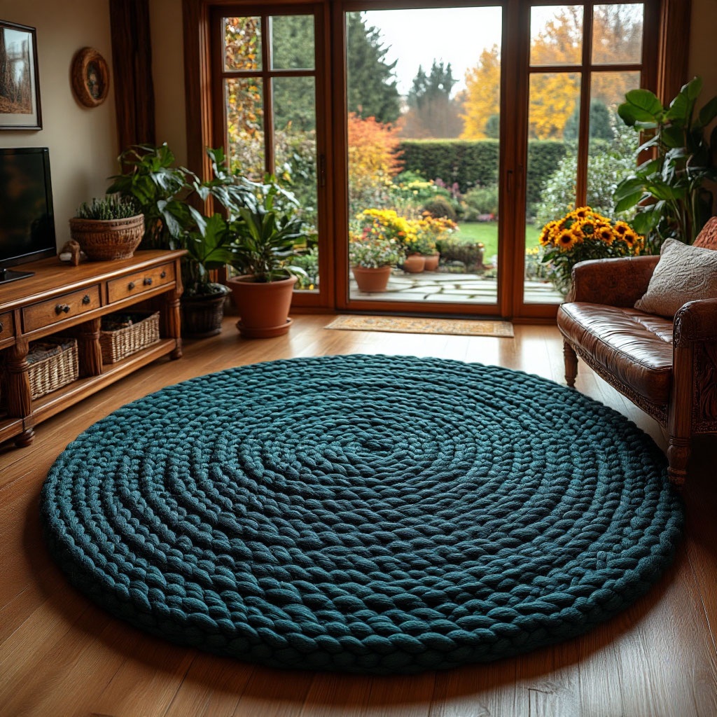 Ковер из толстой трикотажной пряжи