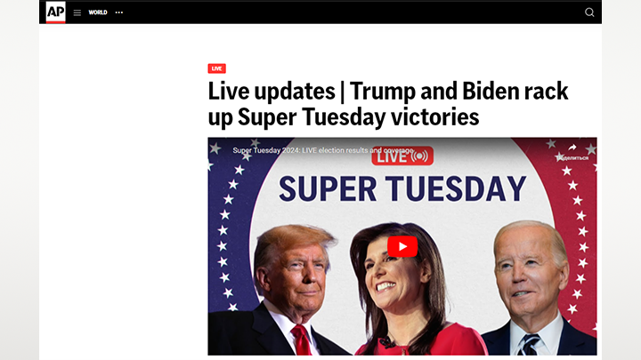    Агентство Associated Press: Как на детском утреннике, проигравших нет, все победители. Скриншот страницы сайта AP