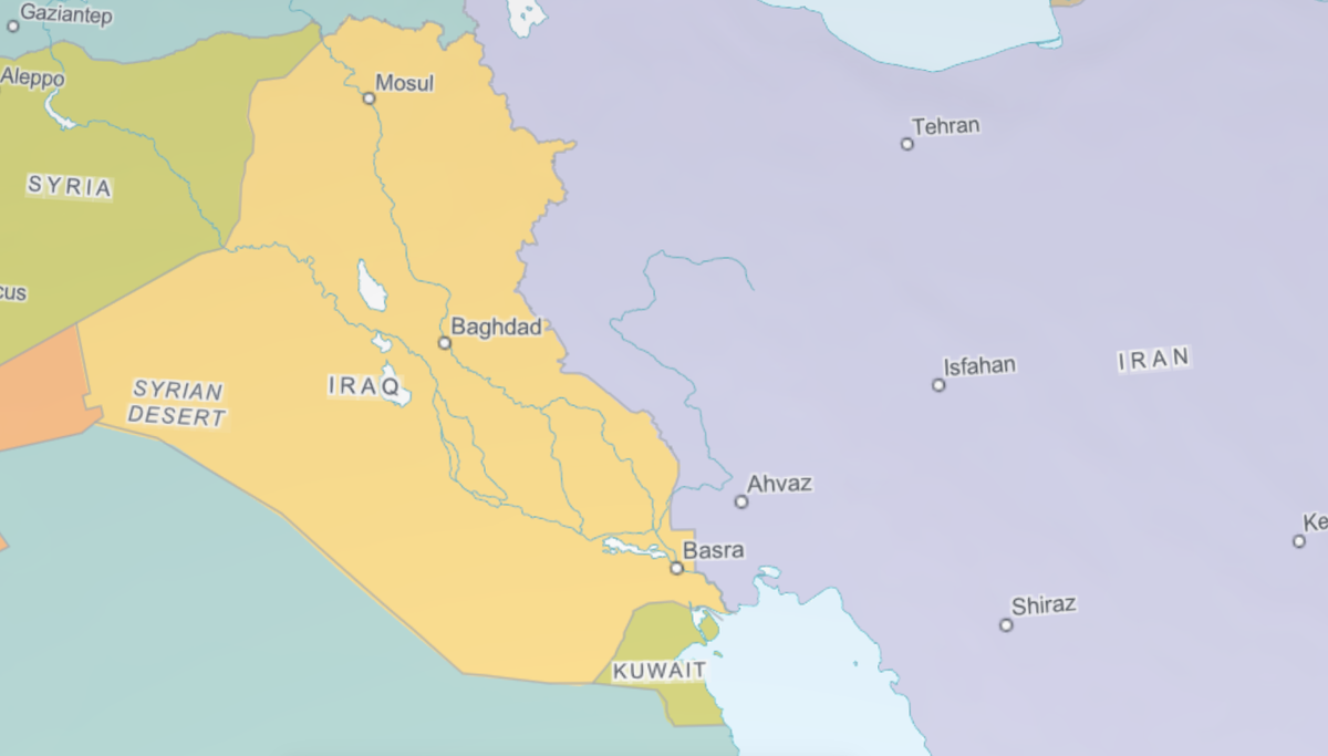 Карта Ирака и Кувейта