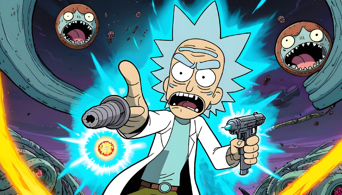 рик с портальной пушкой