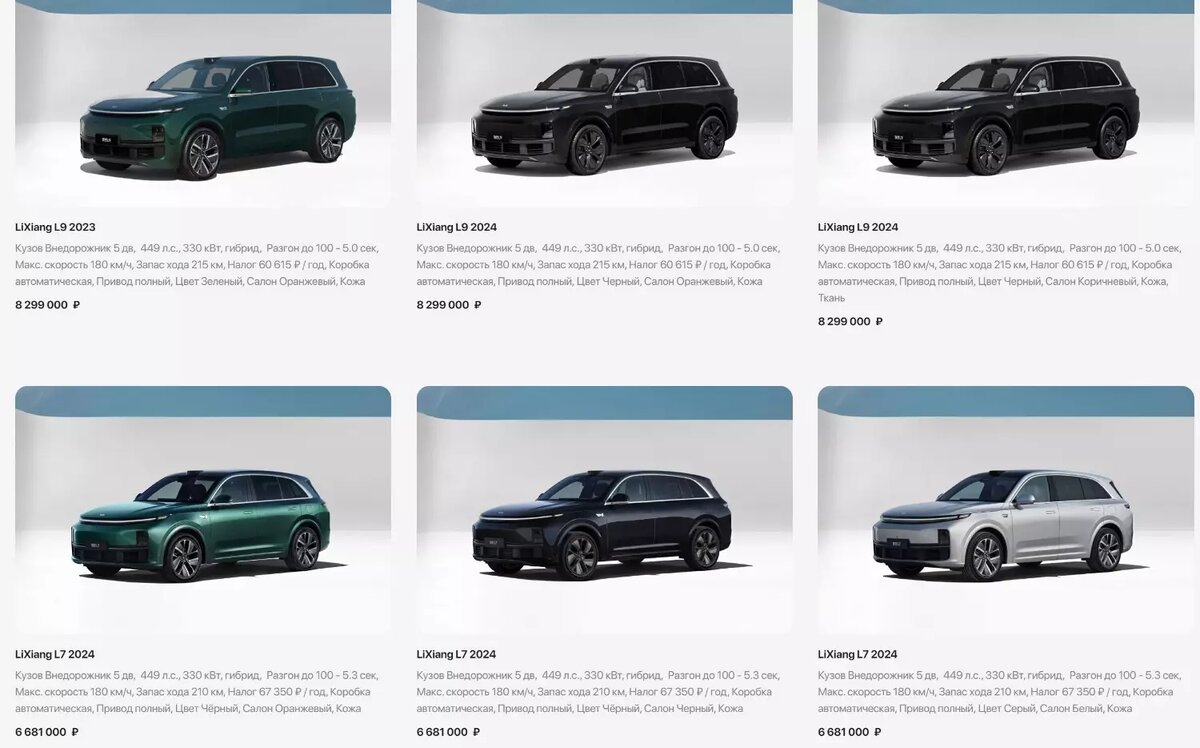 Цены на автомобили LiXiang значительно выше, чем на самые популярные в России модели. Фото: li-motors.ru