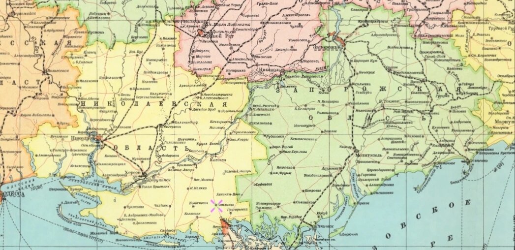 Николаевская и Запорожская области на 1939год.