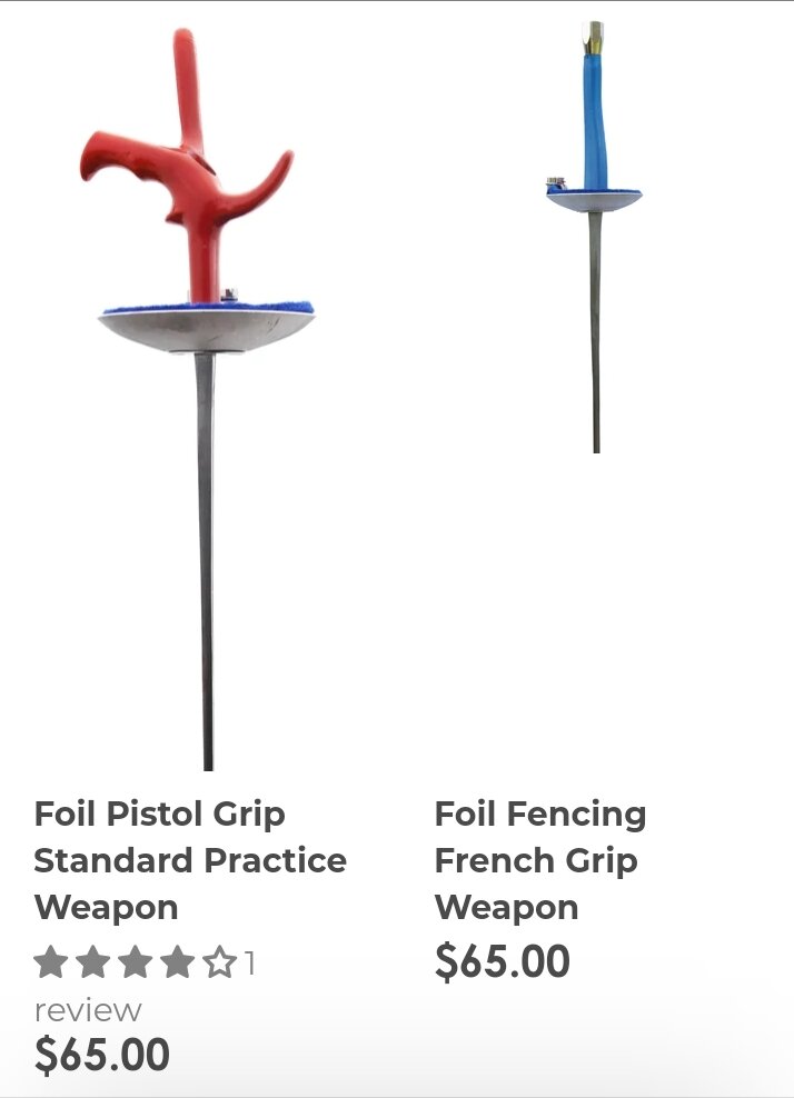 При запросе buy foil sword, выпал сайт с продажей спортивных "рапир". (Если искать просто foil, то может показать параплан)