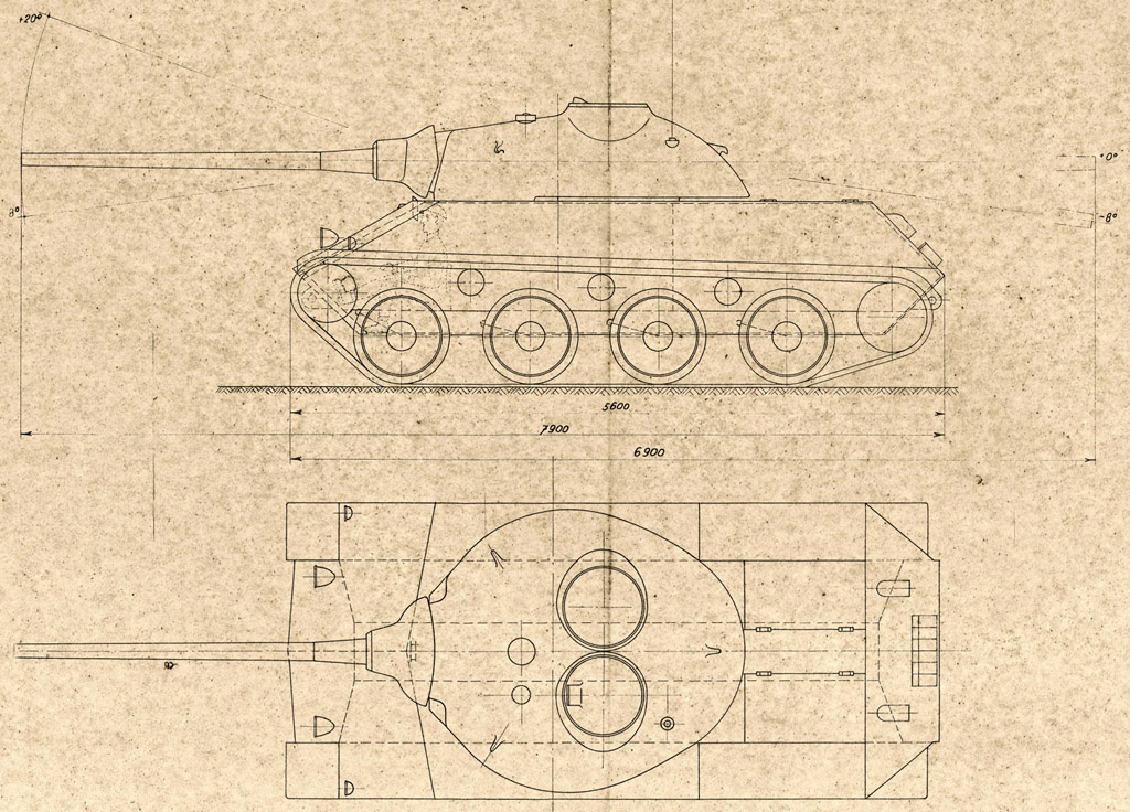 Škoda T-17, эскизный проект от 3 сентября 1948 года.