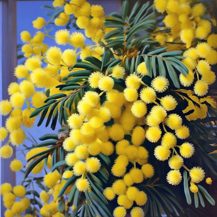 Мимоза. Всем женщинам от И.Т. и нейросети "Шедеврум. С праздником, дорогие читательницы!