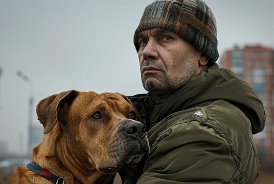    Хозяин питбуля в представлении ИИ