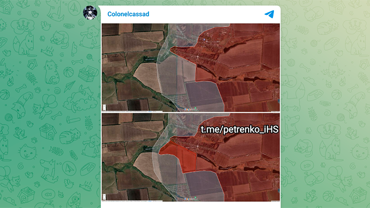 ПРОДВИЖЕНИЕ РУССКИХ В ОРЛОВКЕ. СКРИН С ТГ-КАНАЛА COLONELCASSAD