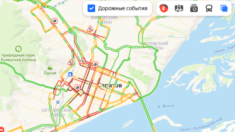 Карта саратова пробки сейчас