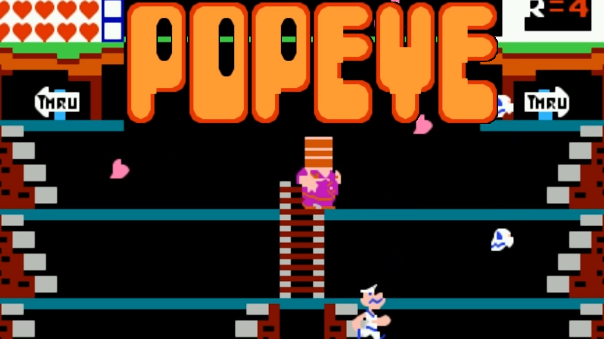 Popeye (NES - Dendy - Famicom - 8 bit) - Игра Папай Моряк на Денди -  Прохождение несколько уровней