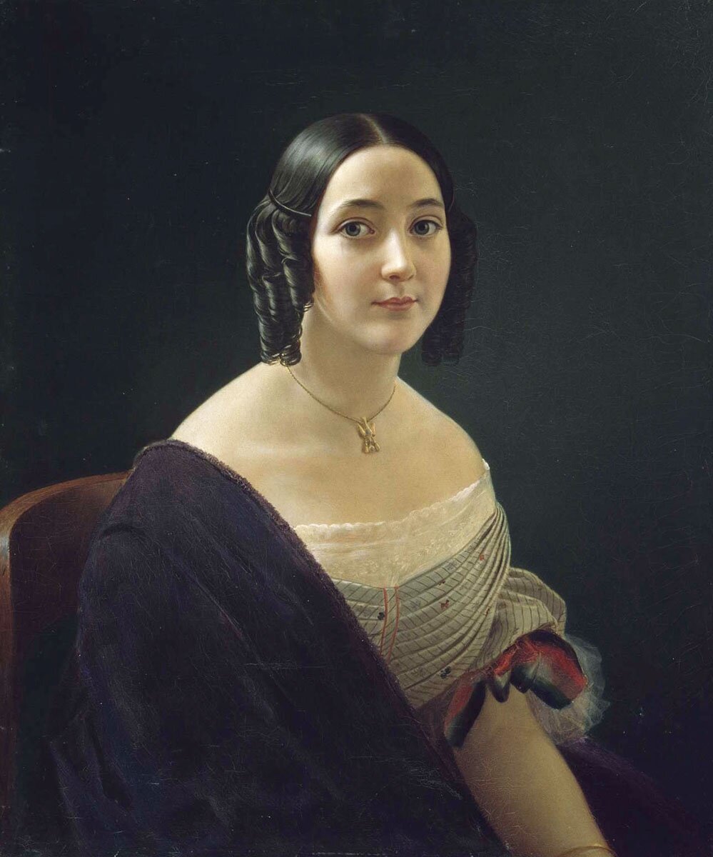  Тыранов Алексей Васильевич "Портрет неизвестной в лиловой шали", 1830-е 