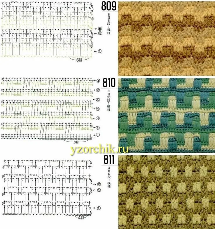 Комбинированный узор крючком схема
