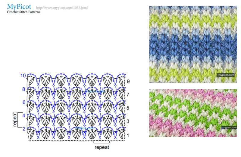 Схема вязания цветного узора