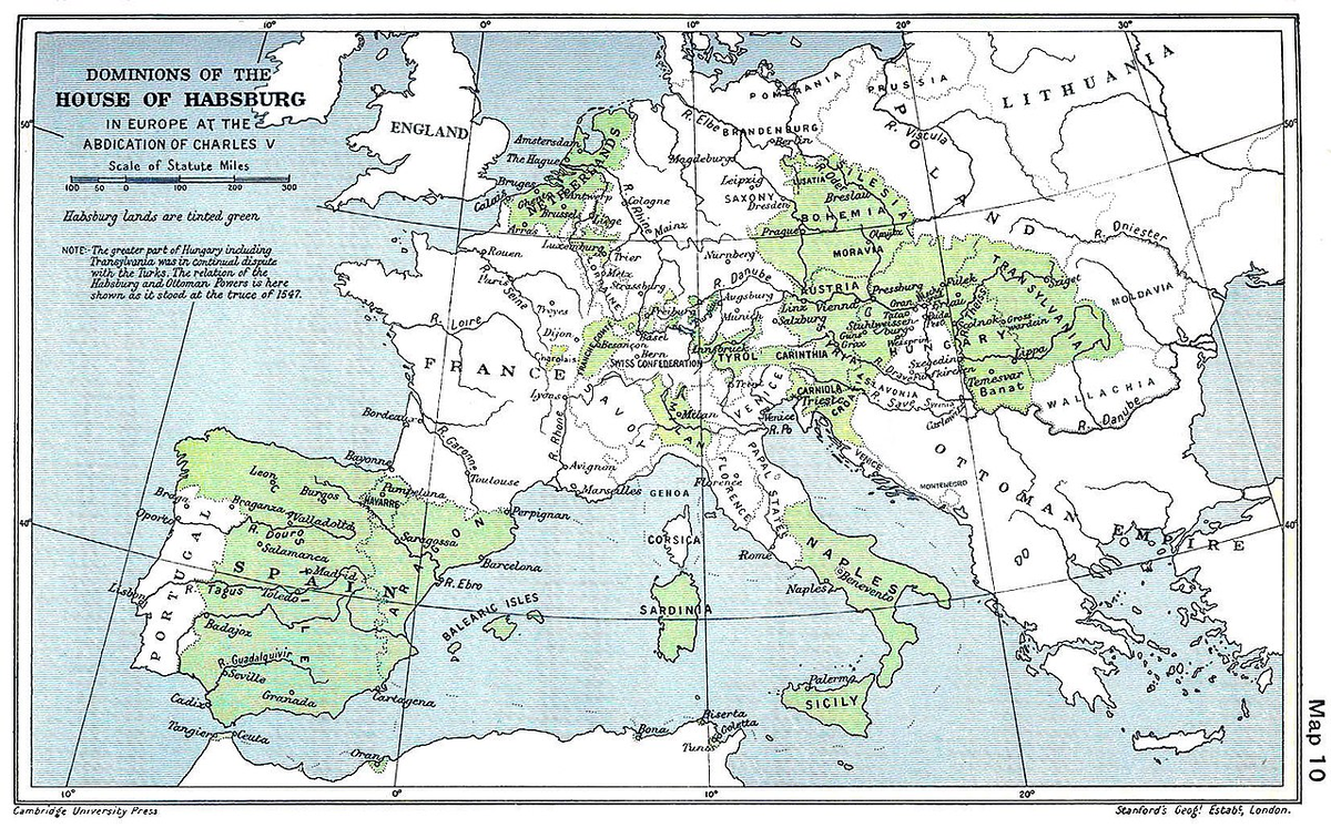 зеленым цветом обозначено, сколько всего принадлежало Карлу