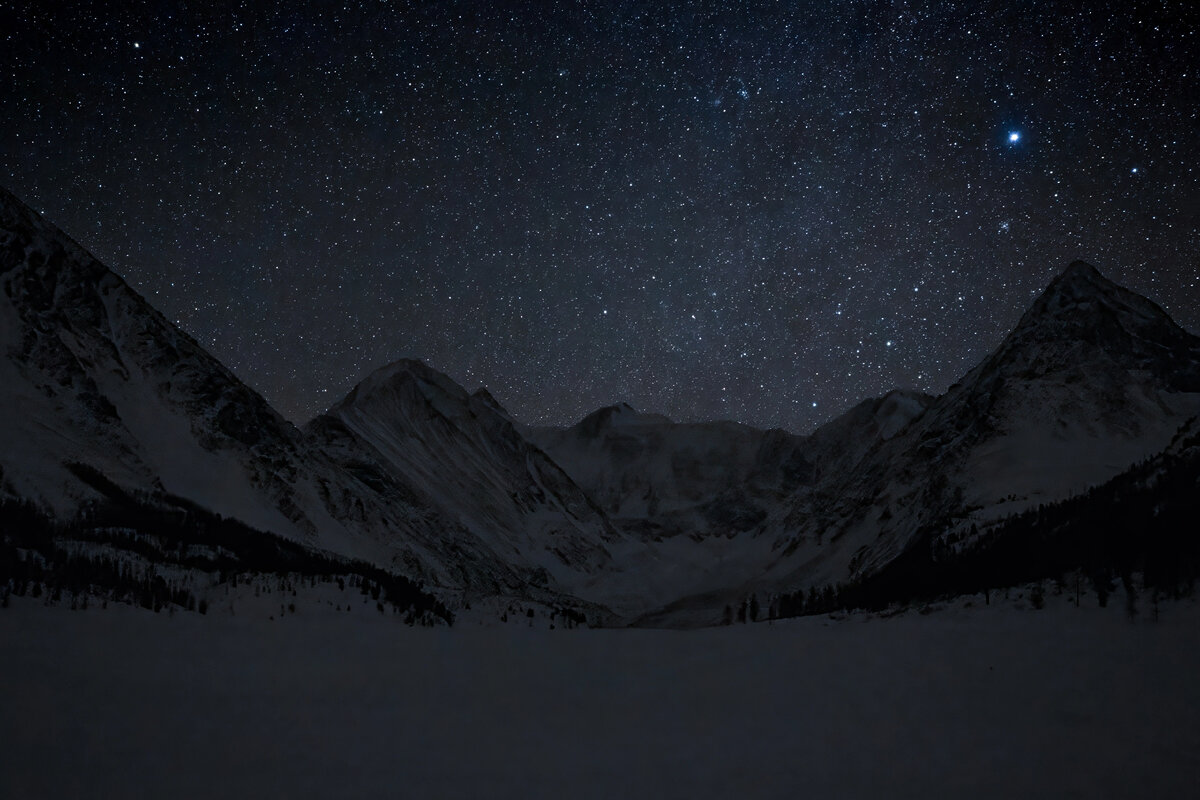 Ночь на Ак-Кемском озере. Фото Дмитрий Николаи, член команды Altai Ultra-Trail. 
