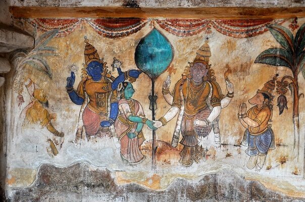 Фреска из храма Брихадишварар.