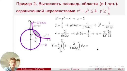 Как вычислить площадь в полярных координатах