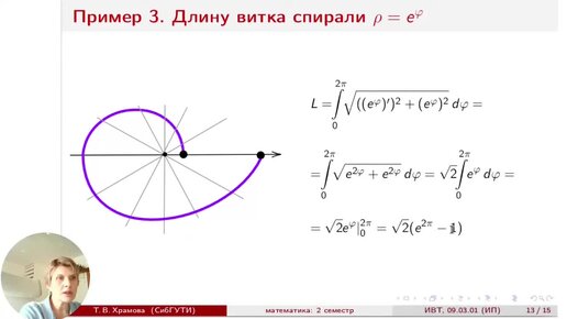 Как вычислить длину кривой в полярных координатах