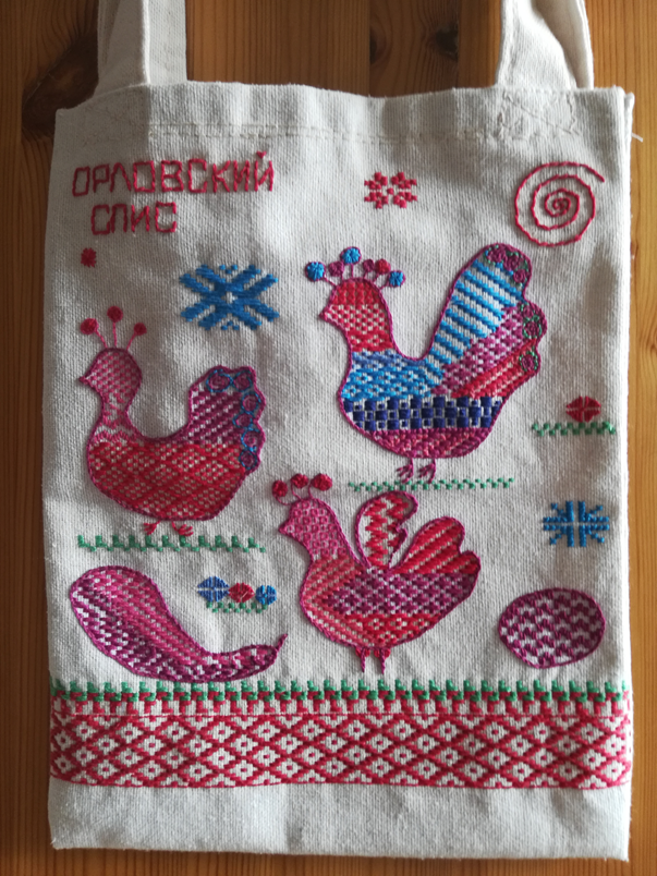 Моя первая работа на двунитке. Сумочка под бумаги формата А4 и А5.