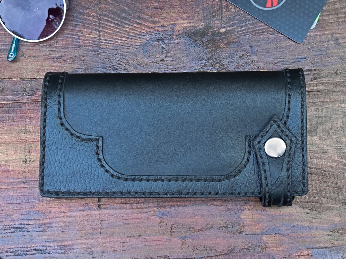 Кошелек-лонгер черный. Из натуральной кожи. Фото и работа наши