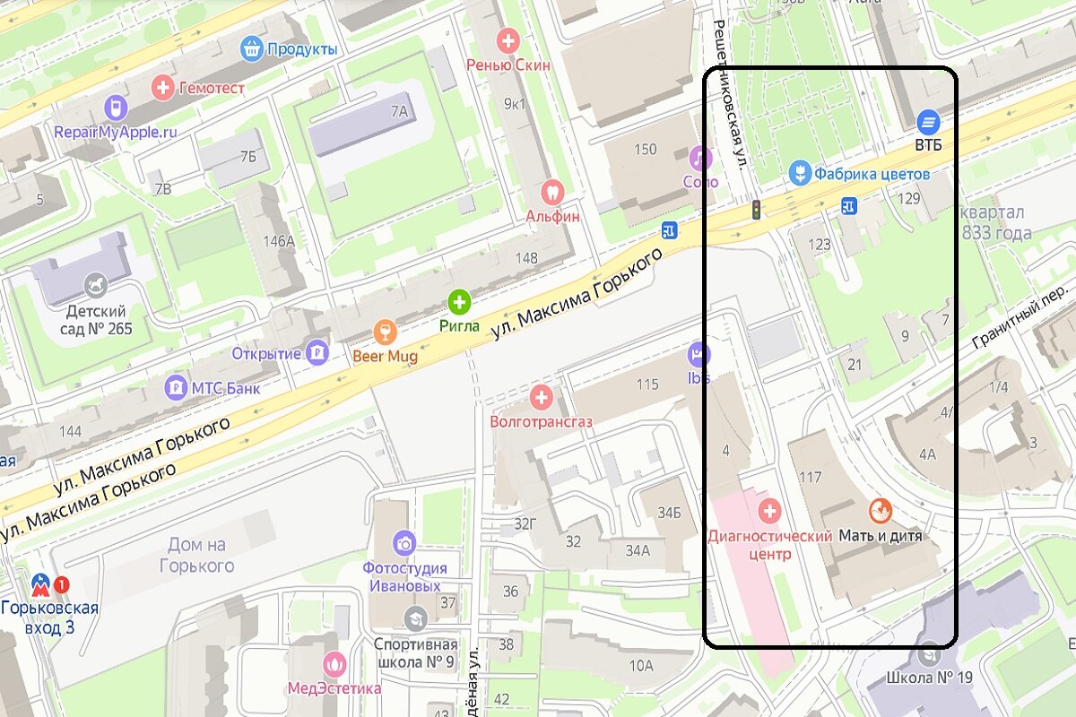 Бывшая Акулина слобода сейчас. Яндекс.карты. 