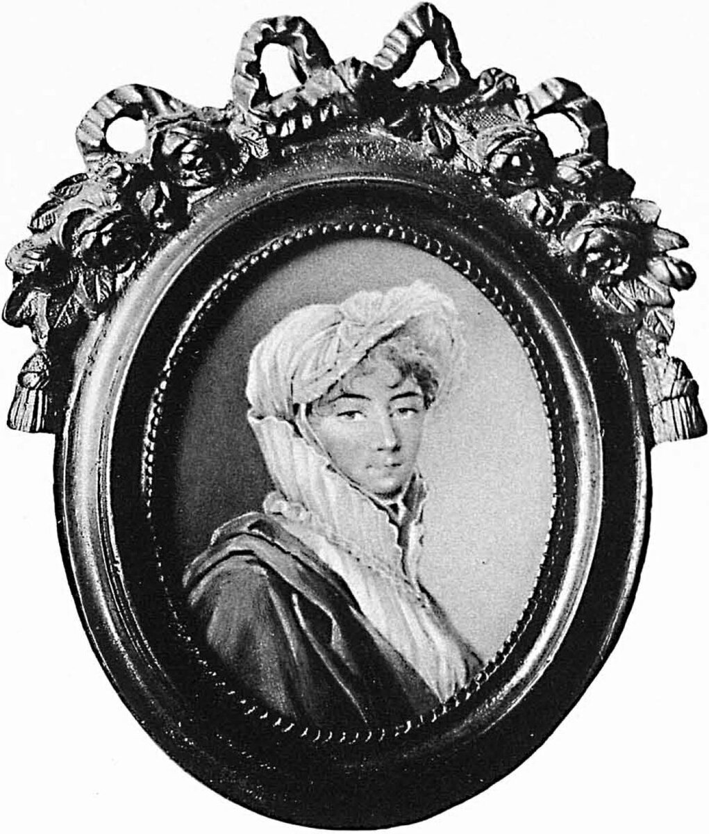 Екатерина Александровна Архарова, ур. Римская-Корсакова, жена И. П. Архарова. Миниатюра неизвестного художника, начало 1800-х гг.
